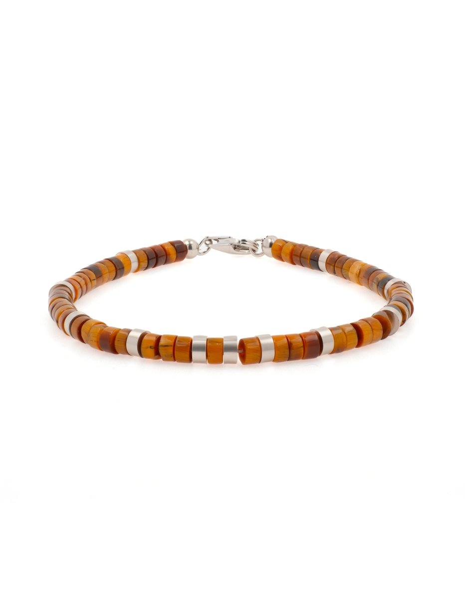 BEAMMORE Tiger’s Eye Beaded Sterling Silver Bracelet – Gemstone Jewelry