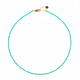 Turquoise Dainty Necklace 2mm Round Beads with spacers