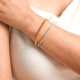Turquoise Faceted Dainty Bracelet with Gold-Plated S925 Bead (2×2mm)