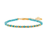 Turquoise Faceted Dainty Bracelet with Gold-Plated S925 Bead (2×2mm)