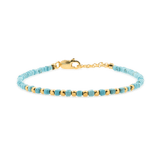 Turquoise Faceted Dainty Bracelet with Gold-Plated S925 Bead (2×2mm)