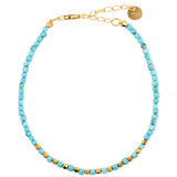 Turquoise Faceted Dainty Bracelet with Gold-Plated S925 Bead (2×2mm)