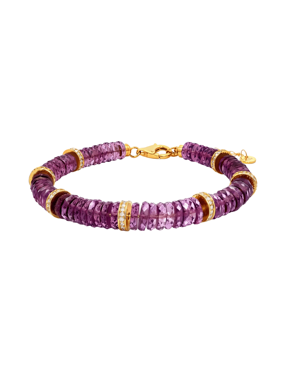 BEAMMORE Amethyst Gold-Plated Sterling Silver Bracelet – Gemstone Jewelry
