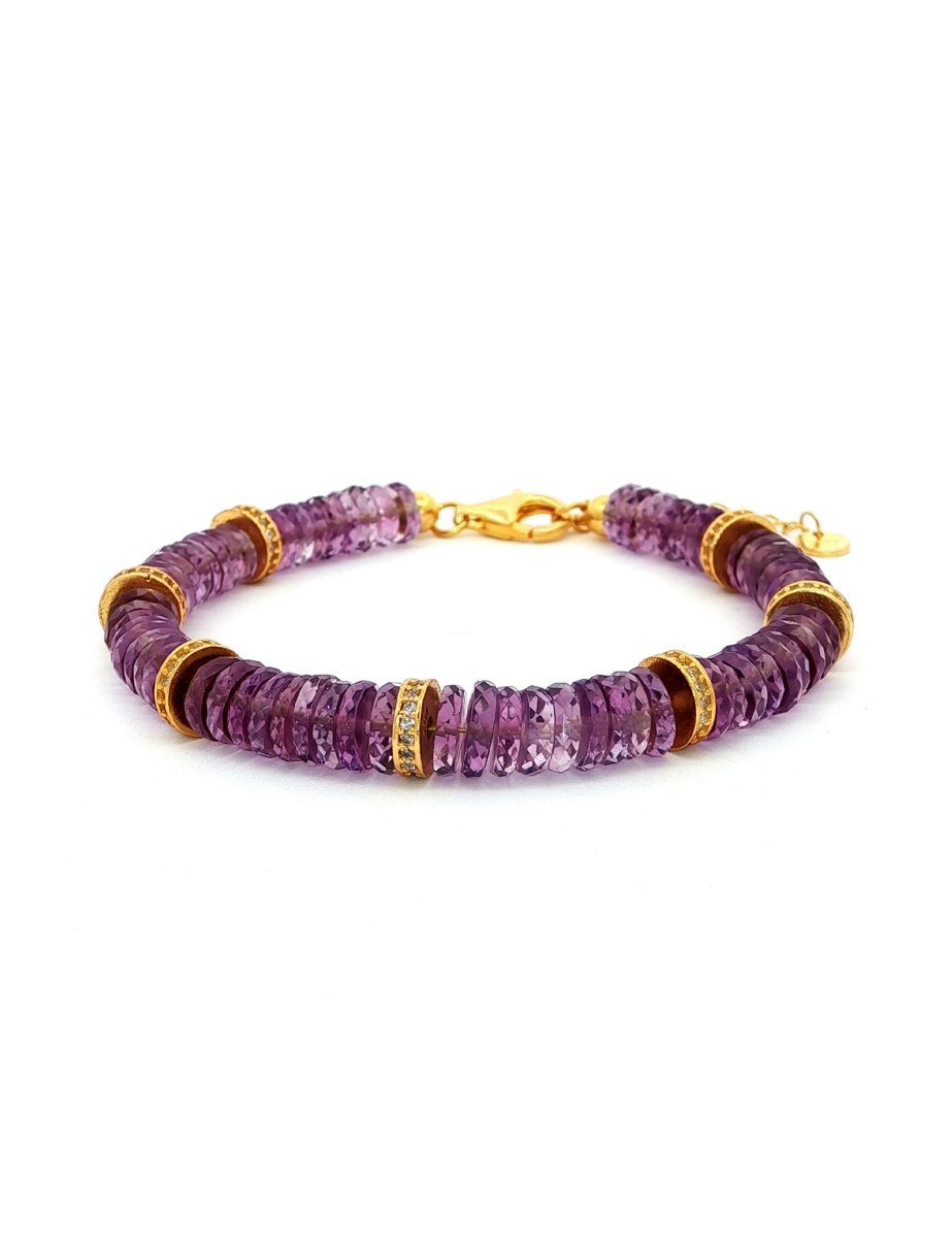 BEAMMORE Amethyst Gold-Plated Sterling Silver Bracelet – Gemstone Jewelry