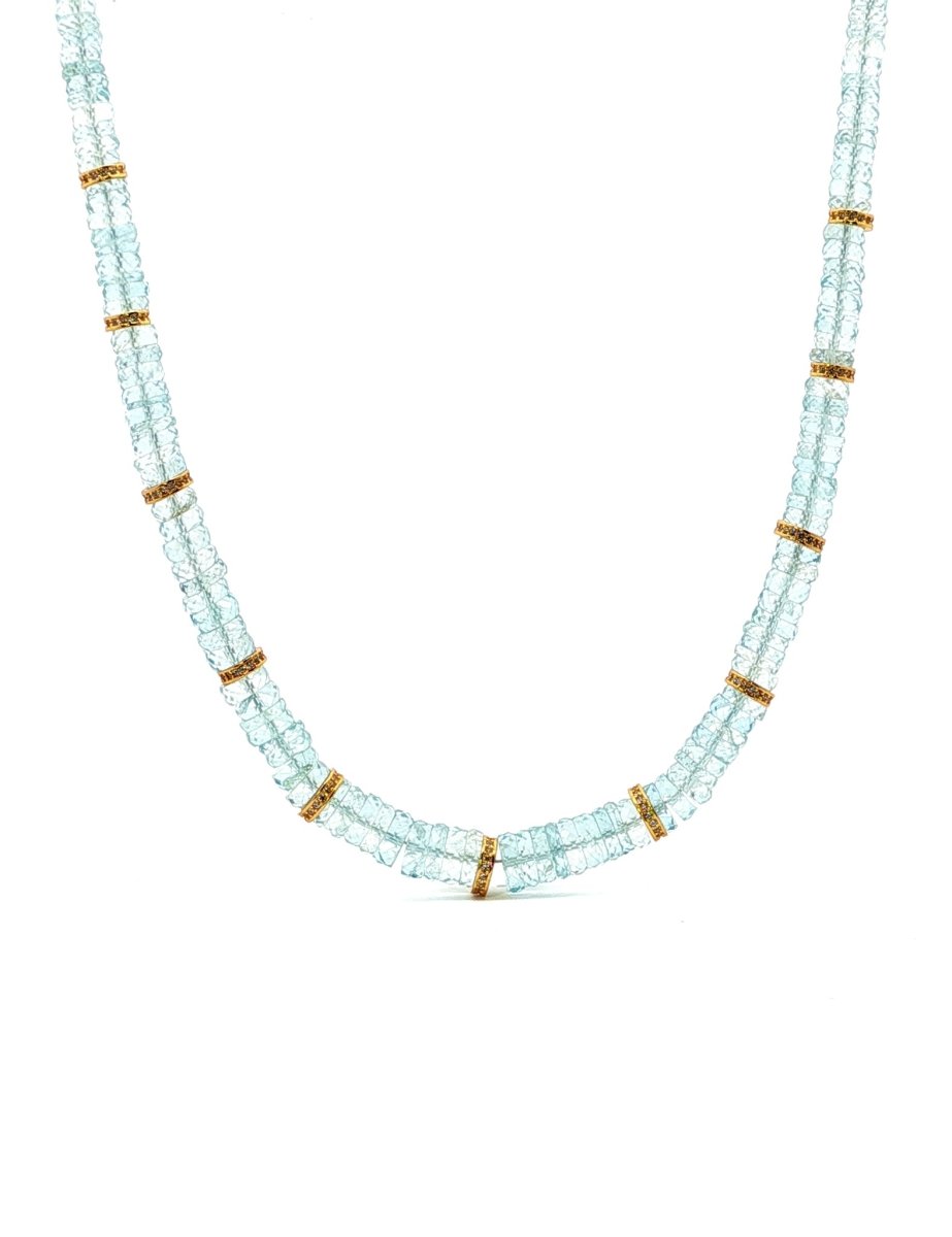 BEAMMORE Aquamarine Gold-Plated Sterling Silver Necklace – Gemstone Jewelry