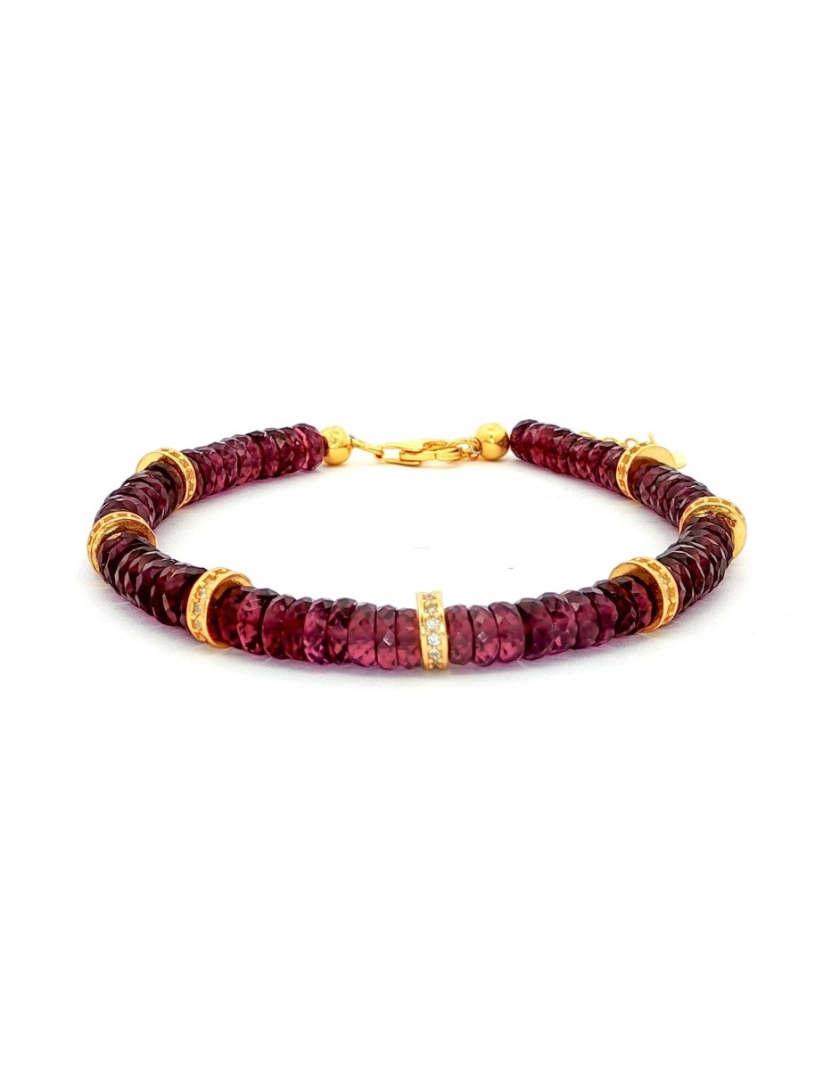 BEAMMORE Garnet Gold-Plated Sterling Silver Bracelet – Gemstone Jewelry