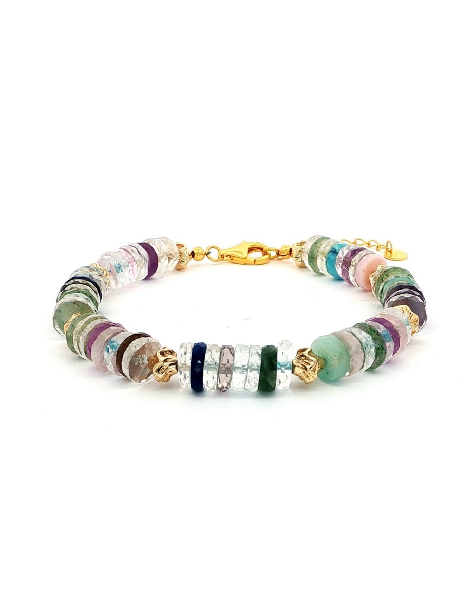 BEAMMORE Multicolor Gemstone Gold-Plated Brass Bracelet – Gemstone Jewelry