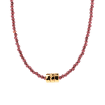 Vitality Garnet dainty necklace featuring red agate beads and gold-plated sterling silver nugget.