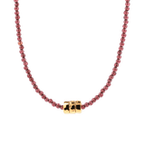 Vitality Garnet dainty necklace featuring red agate beads and gold-plated sterling silver nugget.