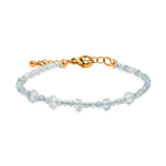 Water Mirage Vein Aquamarine Dainty Bracelet with gold clasp, featuring delicate 2mm beads.