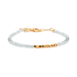 Dainty aquamarine bracelet with gold spacer beads, symbolizing clarity and resilience in modern design.