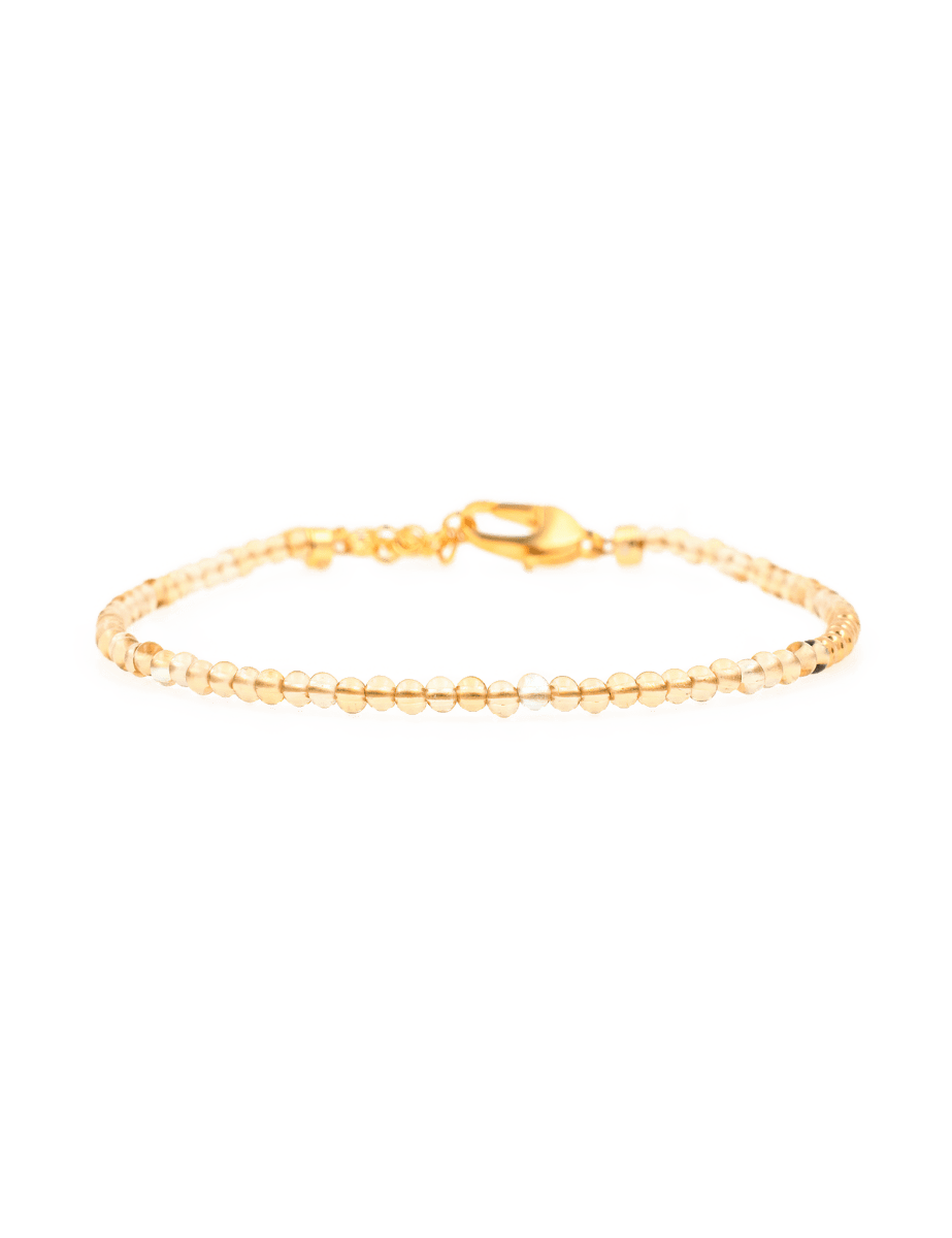 Wealth Citrine dainty bracelet with silver spacer beads, symbolizing prosperity and positive energy.
