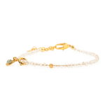 Wealth Citrine faceted dainty bracelet with tourmaline charm in 925 silver, symbolizing prosperity and protection.