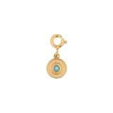 Wealth Queen Coin charm featuring a gold design and a turquoise bead for prosperity and abundance.