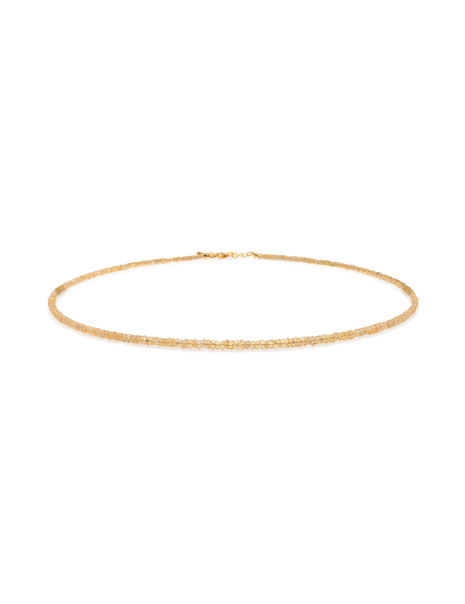 Wealth Yellow Sapphire Faceted Dainty Necklace with 925 sterling silver clasp, symbolizing prosperity and confidence.