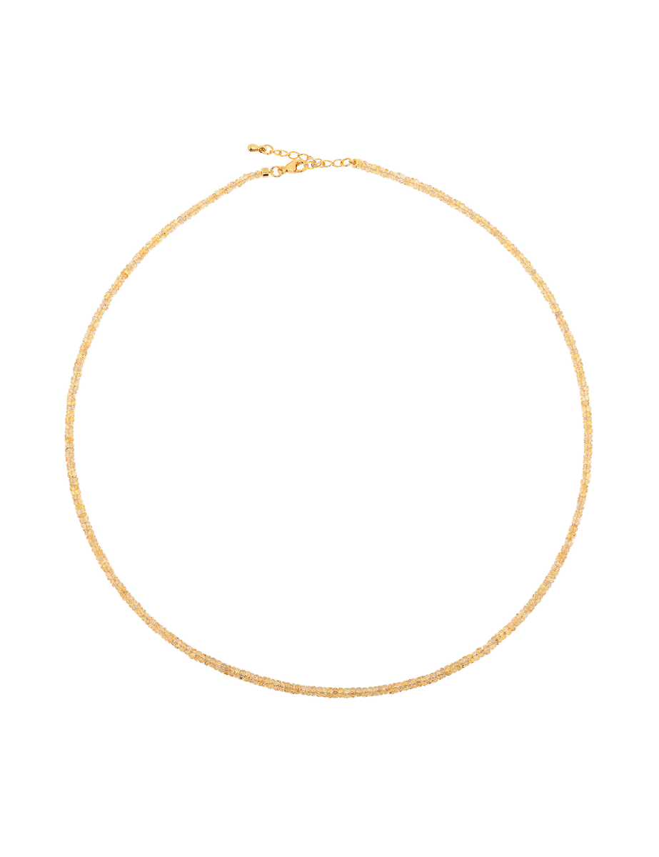 Wealth Yellow Sapphire Faceted Necklace with 925 sterling silver clasp, symbolizing prosperity and elegance.