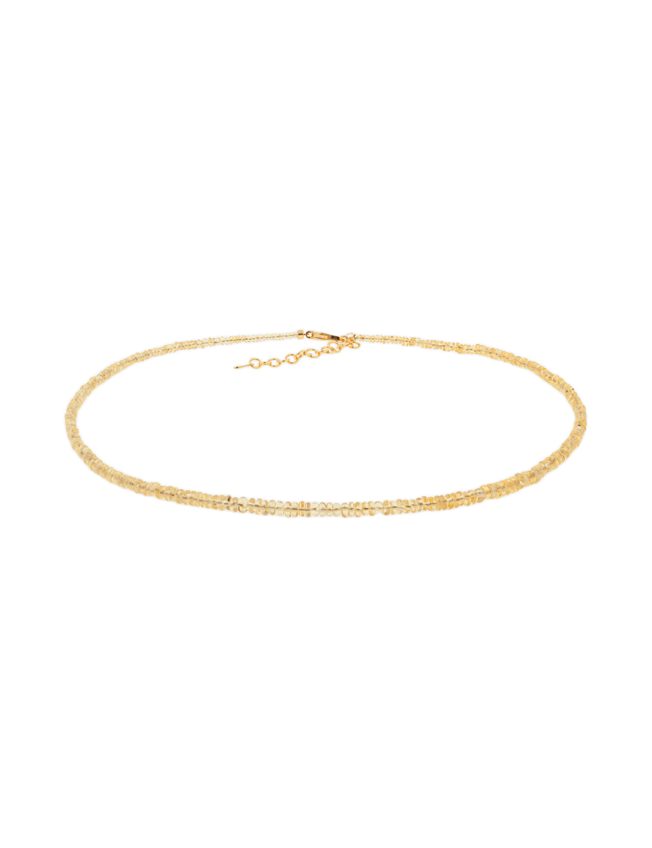Wealth Yellow Sapphire Necklace with 4mm faceted cut beads, designed for success and prosperity.