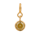 Wealth Yellow Zircon charm in gold, 6mm round soft yellow zircon for attracting abundance and prosperity.