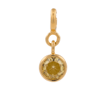 Wealth Yellow Zircon charm in gold, 6mm round soft yellow zircon for attracting abundance and prosperity.