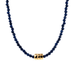Wisdom Lapis Lazuli Dainty Necklace featuring gold-plated nugget and deep blue lapis lazuli beads.