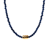 Wisdom Lapis Lazuli Dainty Necklace featuring gold-plated nugget and deep blue lapis lazuli beads.