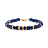 Wisdom – Lapis Lazuli & Gold-Plated Sterling Silver Faceted Bracelet for Men 6x2mm