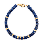 Lapis Lazuli & Gold-Plated Sterling Silver Faceted Bracelet for Men, handcrafted with 6x2mm beads.