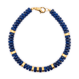 Lapis Lazuli & Gold-Plated Sterling Silver Faceted Bracelet for Men, handcrafted with 6x2mm beads.