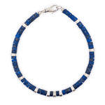 Lapis Lazuli and Sterling Silver faceted bracelet for men, showcasing 4x2mm beads and a durable clasp.