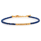 Wood • Lapis Lazuli Bracelet with Silver Spacer Beads