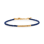 Wood Lapis Lazuli bracelet with silver spacer beads, promoting intuition and communication.