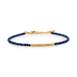Wood Lapis Lazuli bracelet with silver spacer beads, promoting intuition and communication.