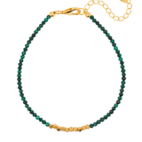 Wood • Malachite Bracelet with Silver Spacer Beads