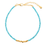 Wood • Verdant Harmony Turquoise Dainty Bracelet with Silver Spacer Beads 3mm