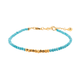 Wood • Verdant Harmony Turquoise Dainty Bracelet with Silver Spacer Beads 3mm