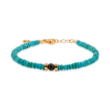Wood Verdant Harmony Turquoise & Sandalwood Dainty Bracelet with gold accents.