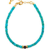 Wood • Verdant Harmony Turquoise & Sandalwood Faceted Dainty Bracelet 3mm