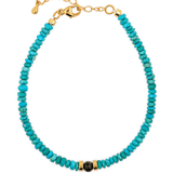 Wood Verdant Harmony Turquoise & Sandalwood bracelet, 3mm, featuring natural turquoise beads and gold accents.