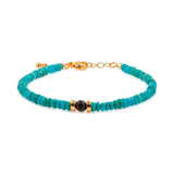 Wood • Verdant Harmony Turquoise & Sandalwood Faceted Dainty Bracelet 3mm